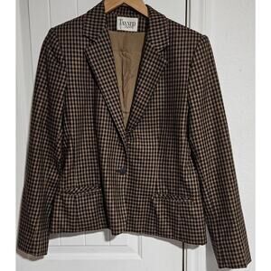 Tanner Sport Brown And Black Checked Pattern Blazer With Shoulder Pads‎